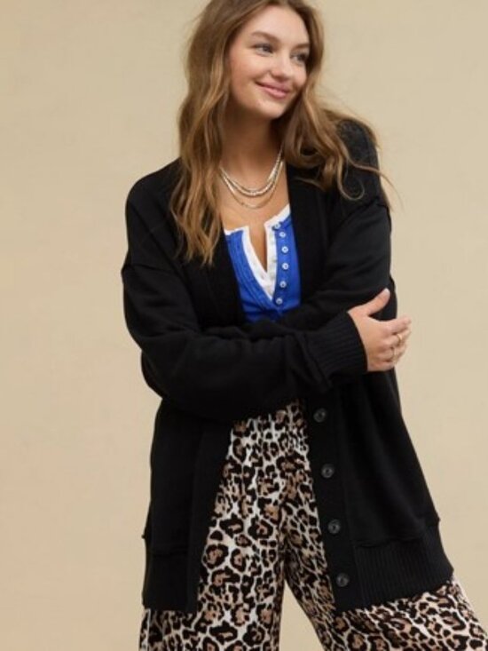 aerie Tops - AERIE Fleece Cardigan - Black - XS - EUC